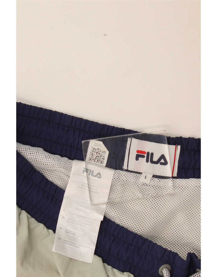 Fila Mens Graphic Sport Shorts Grande Gris Colorblock Poliéster