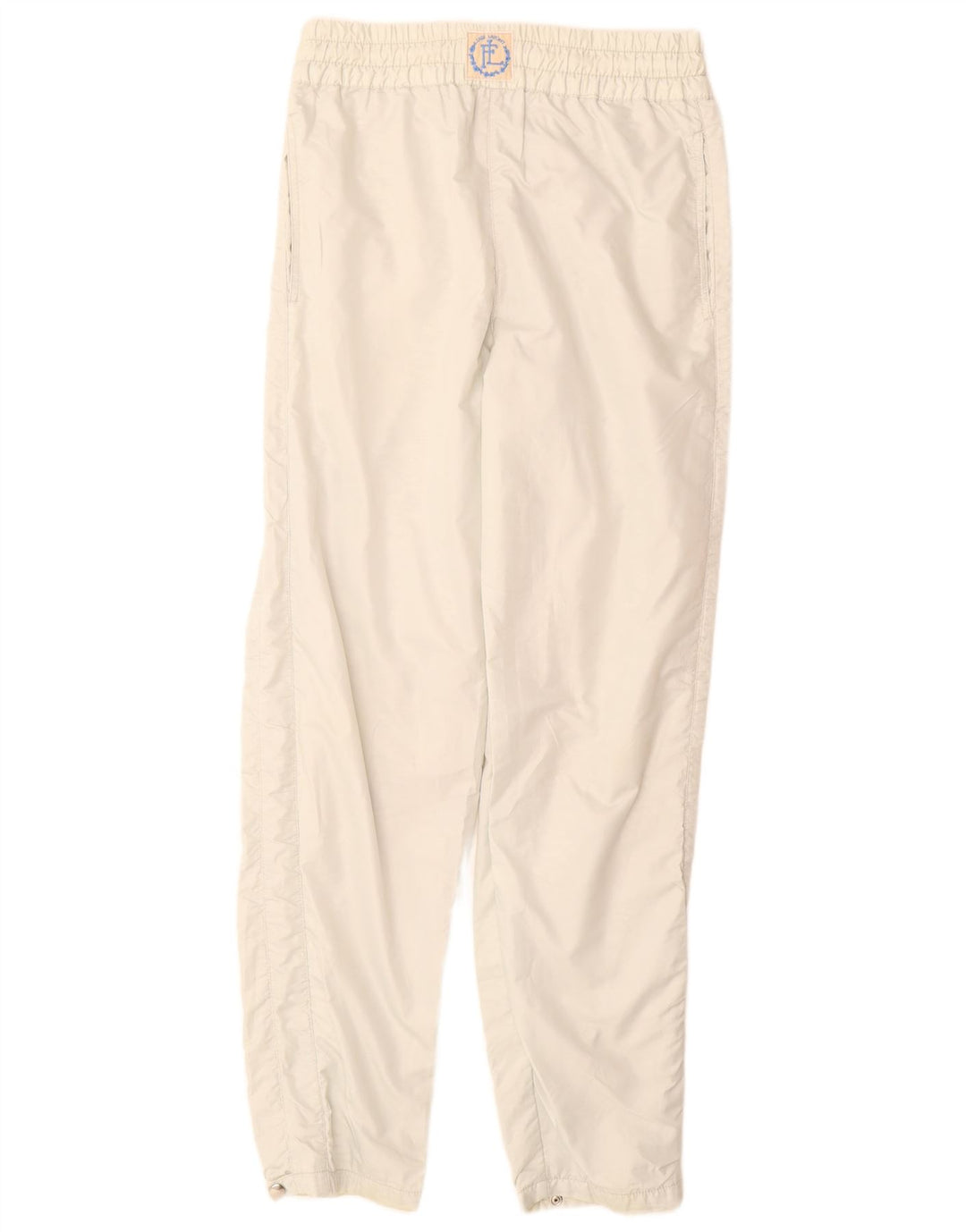 Vintage mujer cortavientos pantalones Reino Unido 12 medio poliéster blanco apagado