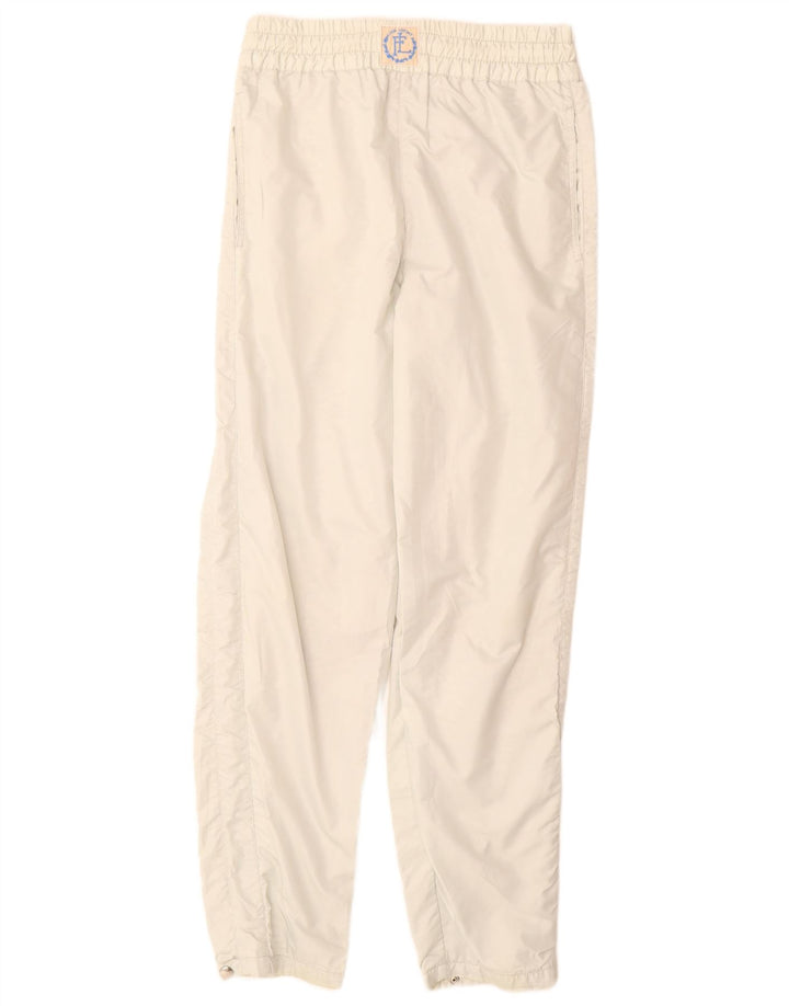 Vintage mujer cortavientos pantalones Reino Unido 12 medio poliéster blanco apagado