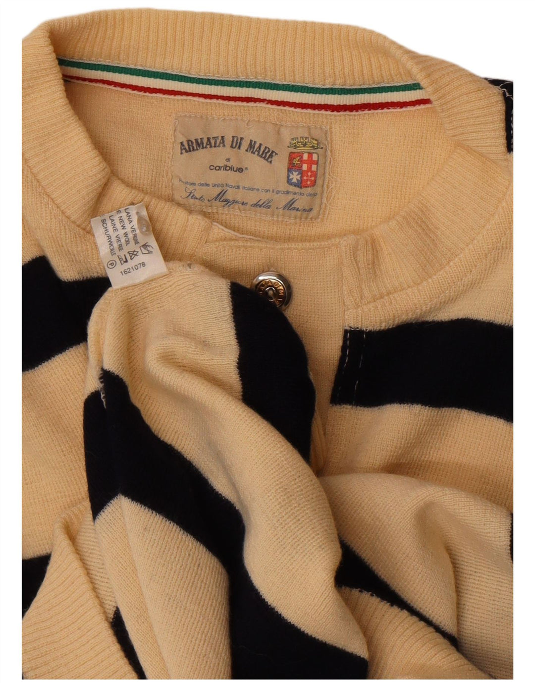 Armata Di Mare Jersey para Hombre con Cuello y Botones Suéter Mediano Blanco Roto a Rayas