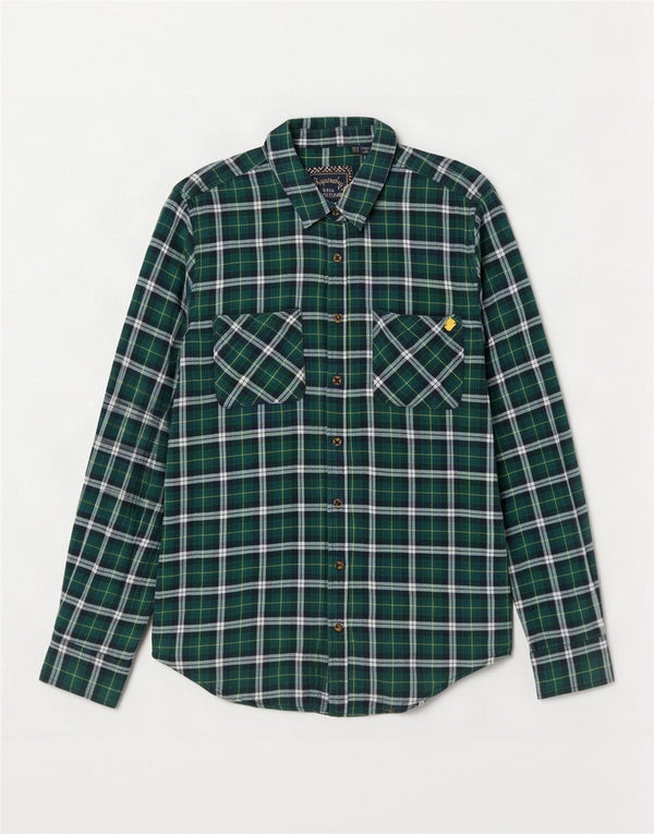 Superdry Camisa de franela para mujer UK 44 Algodón a cuadros verdes grandes