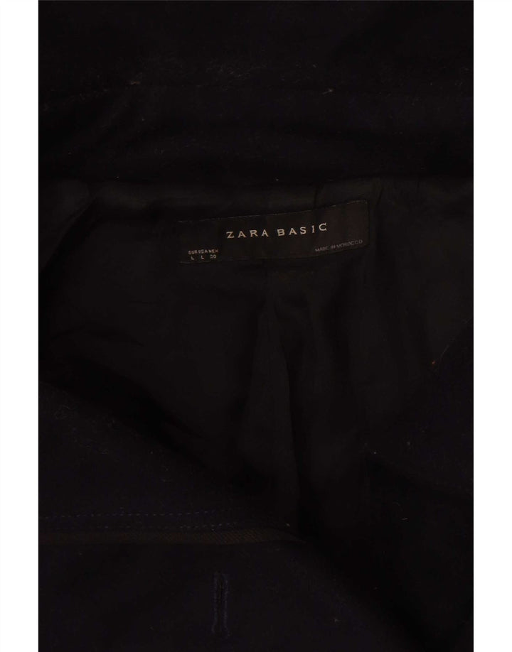 Zara Mujer Crop Pea Coat Reino Unido 44 Grande Azul Marino