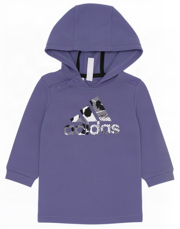 Adidas Vestido tipo jersey con capucha para niñas de 9 a 12 meses, algodón morado