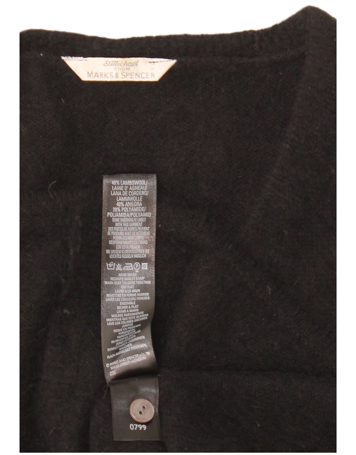 Marks & Spencer Suéter tipo cárdigan para mujer UK 46 Large Black Angora