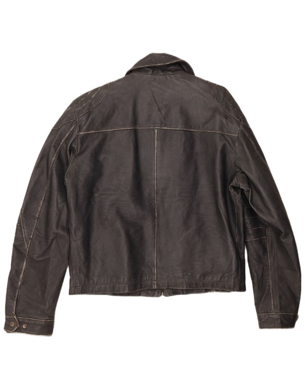 Chaqueta de cuero vintage para hombre IT 52 XL Negro