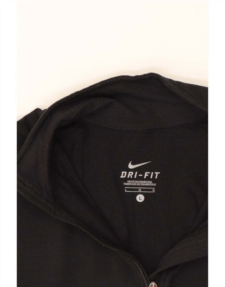 NIKE Womens Dri Fit Graphic Pullover Tracksuit Top UK 16 Large Black Vintage Nike and Second-Hand Nike from Messina Hembry 