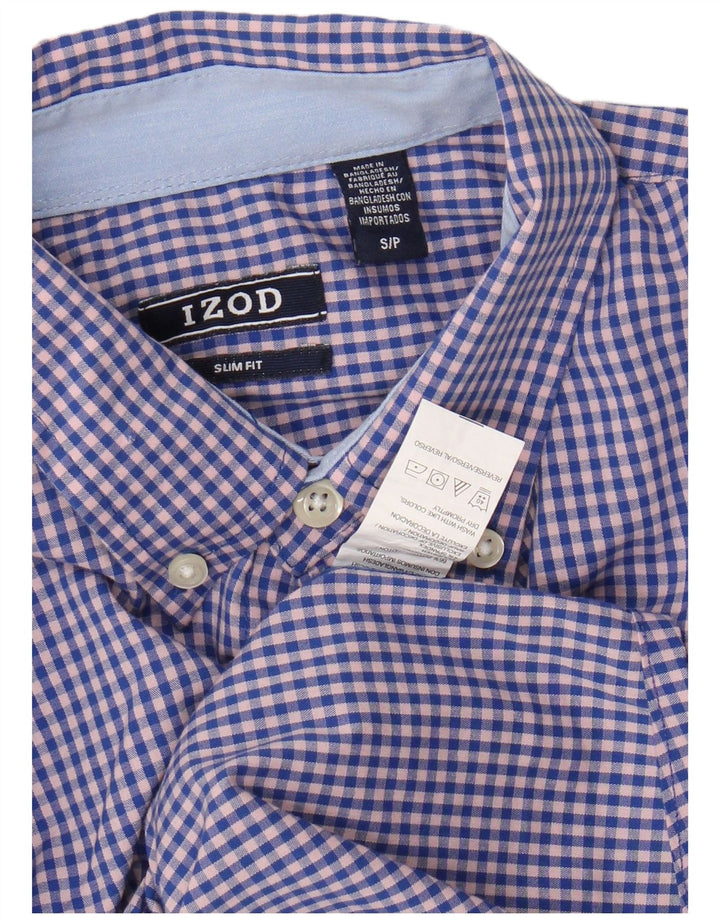 IZOD Camisa Slim Fit para Hombre Algodón Vichy Azul Pequeño