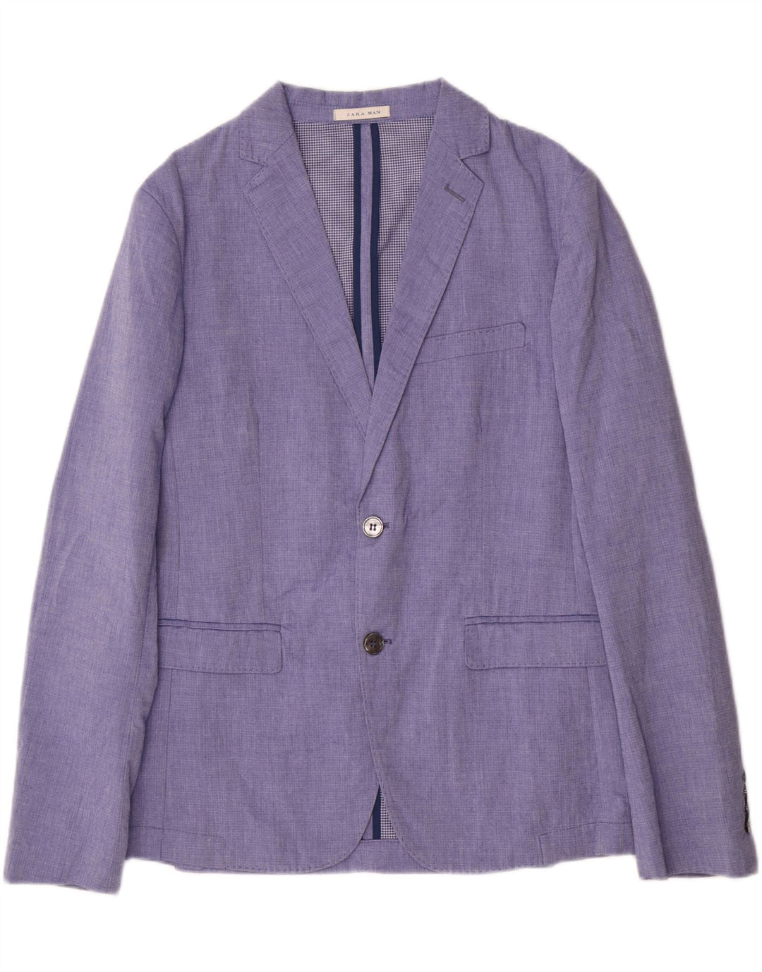 Zara Chaqueta Blazer De 2 Botones Para Hombre EU 48 Poliéster Azul Medio