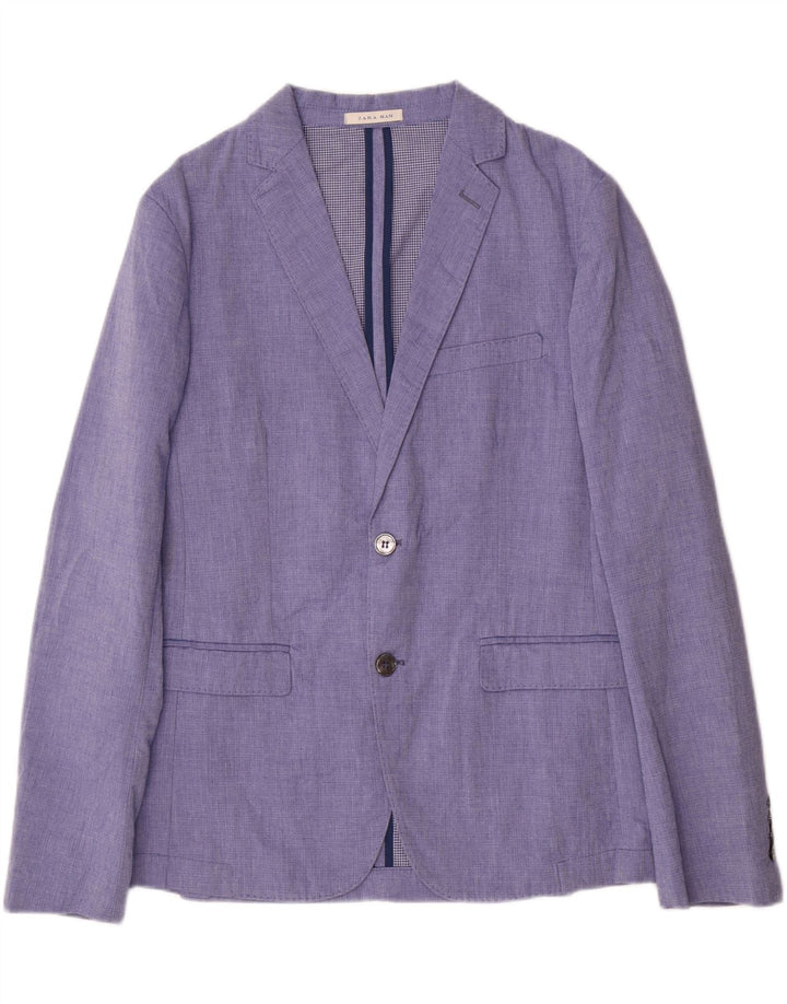 Zara Chaqueta Blazer De 2 Botones Para Hombre EU 48 Poliéster Azul Medio