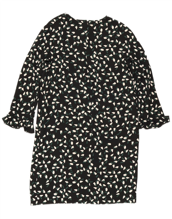Max Mara Vestido recto de manga 3/4 para mujer UK 8 Pequeño Poliéster geométrico negro