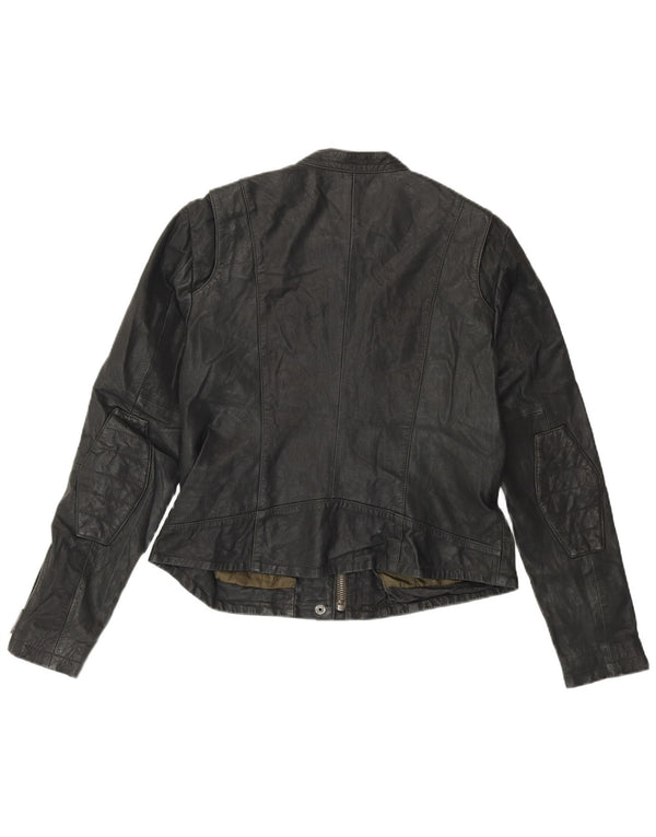 SUPERDRY Chaqueta de cuero para mujer UK 44 Medium Black Leather