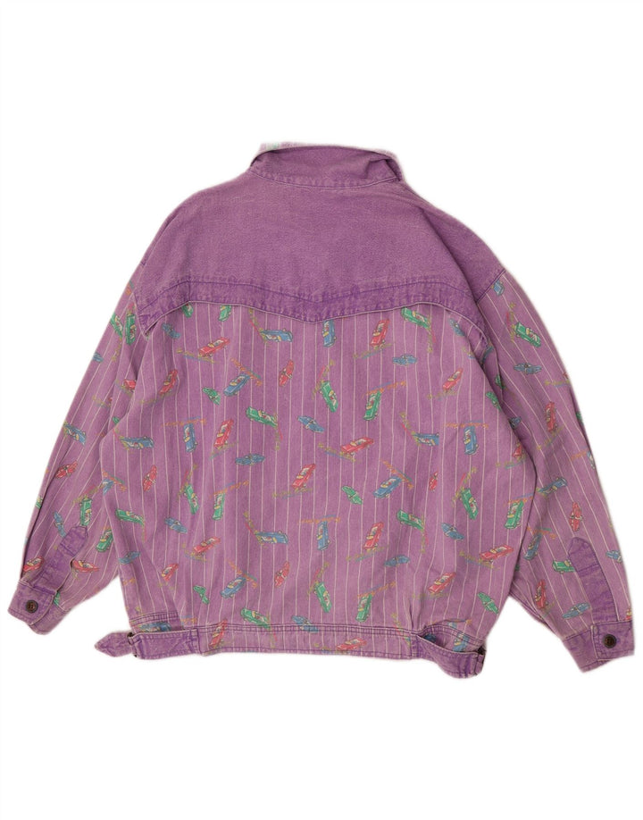 Tintoretto Chaqueta vaquera con patrón abstracto para mujer EU 42 Grande Púrpura Retro