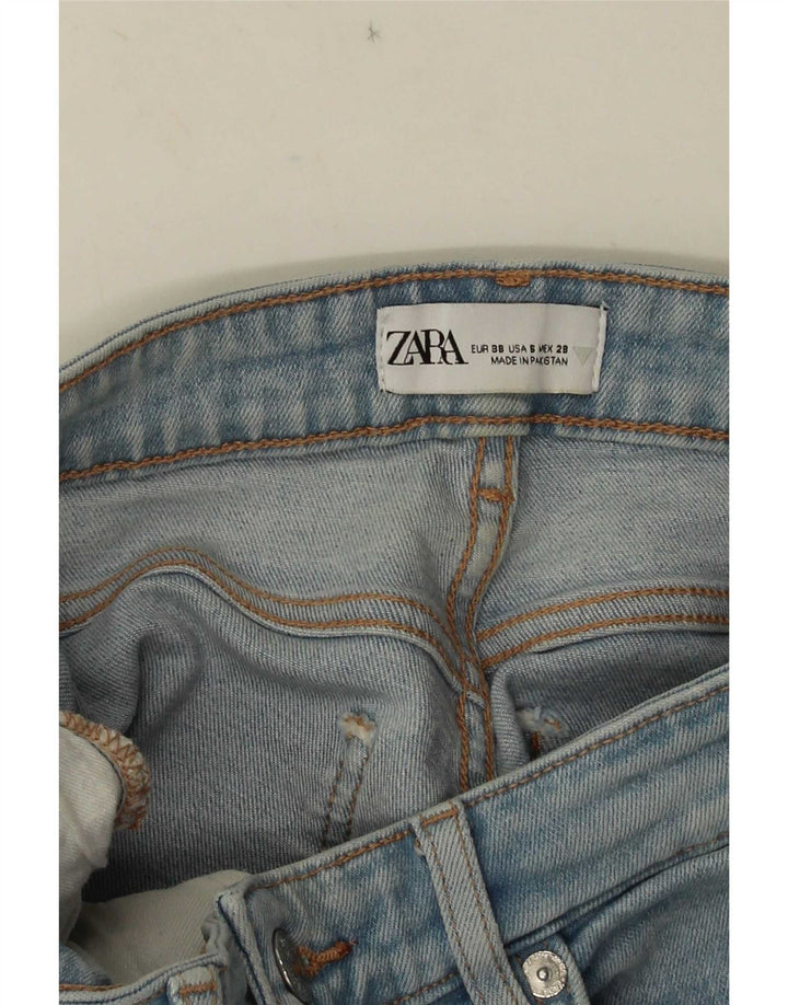 Zara Jeans Cortos Con Corte De Bota Para Mujer EU 38 Small W28 L25 Azul