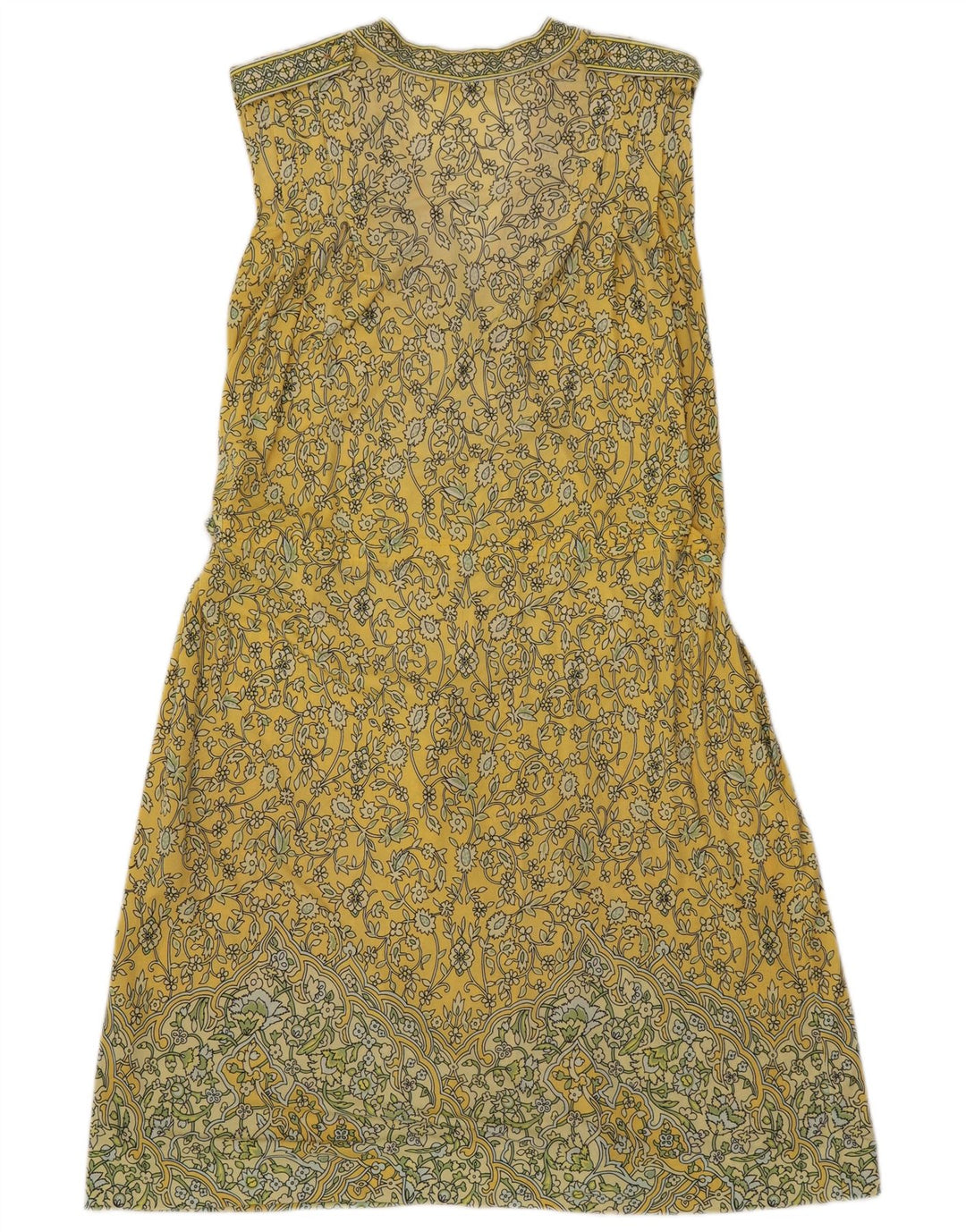 Vestido básico vintage sin mangas para mujer IT 42 Paisley amarillo medio