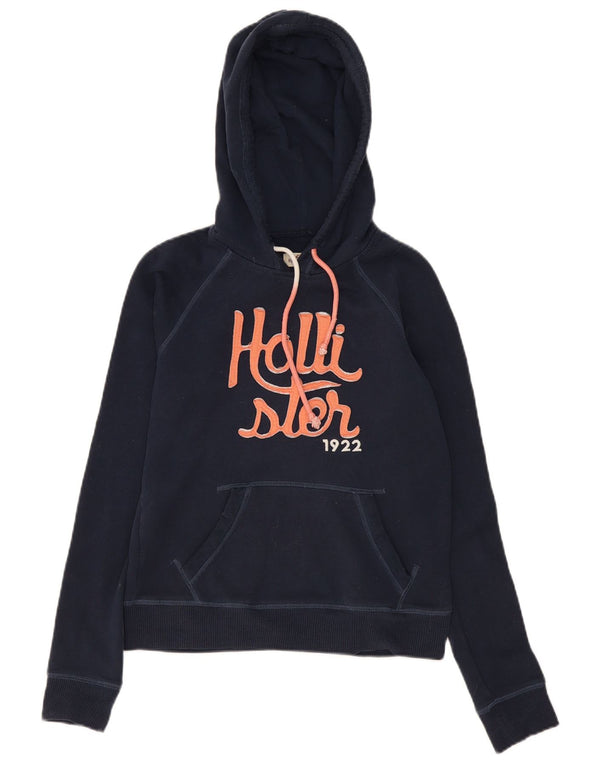 Hollister Mujer Graphic Sudadera con capucha Jumper UK 10 Small Azul Marino Algodón