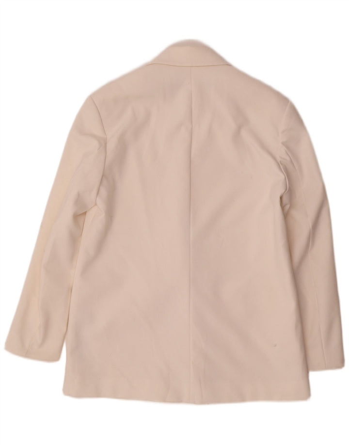 Zara Mujer Chaqueta Blazer Extragrande De Doble Botonadura UK 6 XS Poliéster Blanco