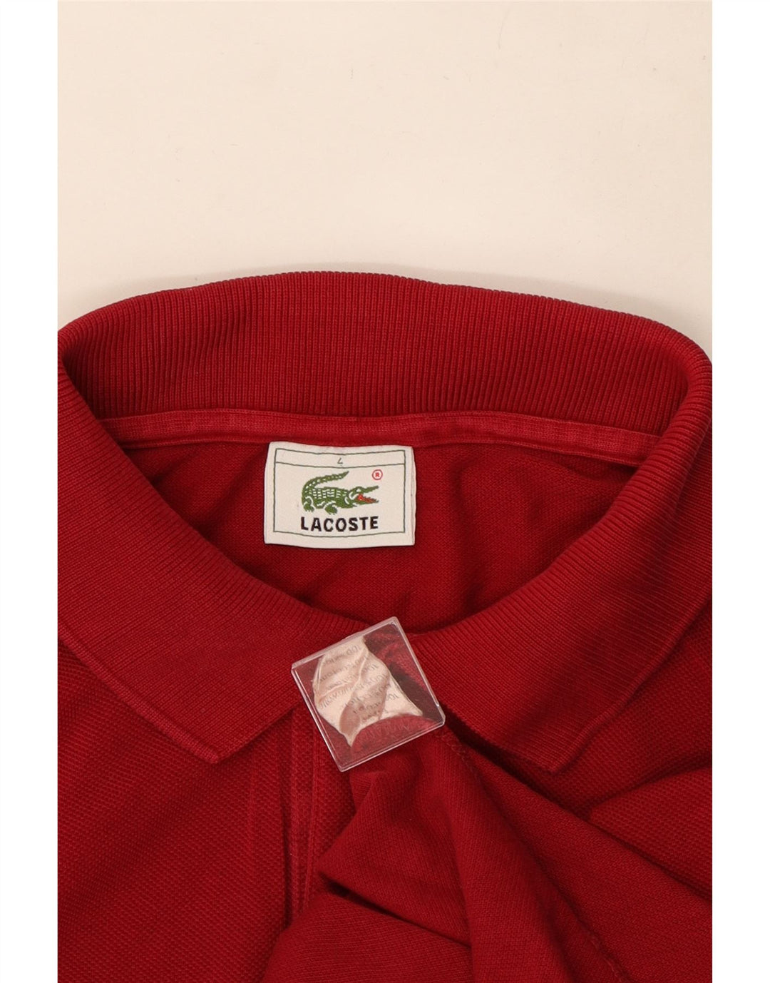 Lacoste Polo de manga larga para hombre talla 4 mediano algodón rojo