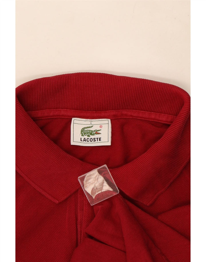 Lacoste Polo de manga larga para hombre talla 4 mediano algodón rojo