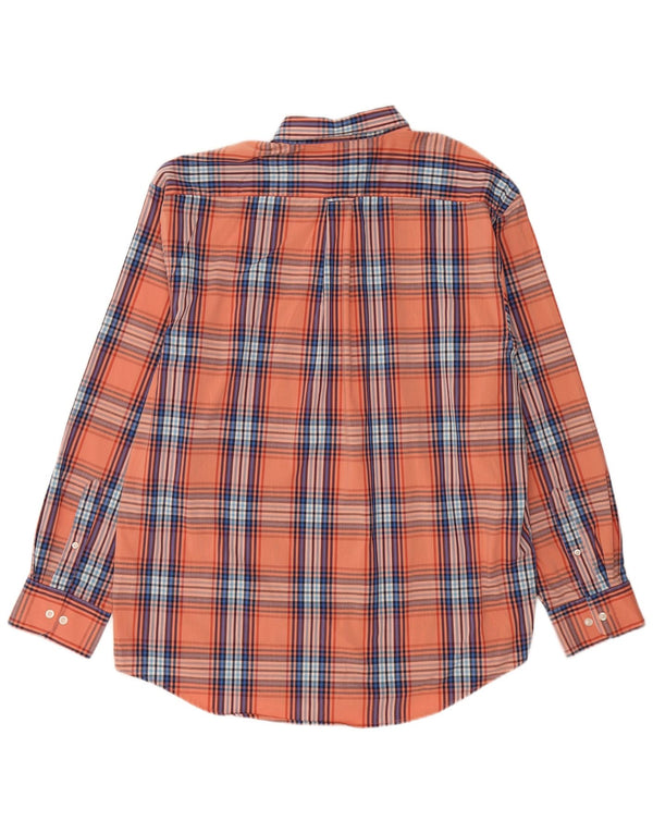 Camisa Hombre Izod XL Algodón Cuadros Naranja