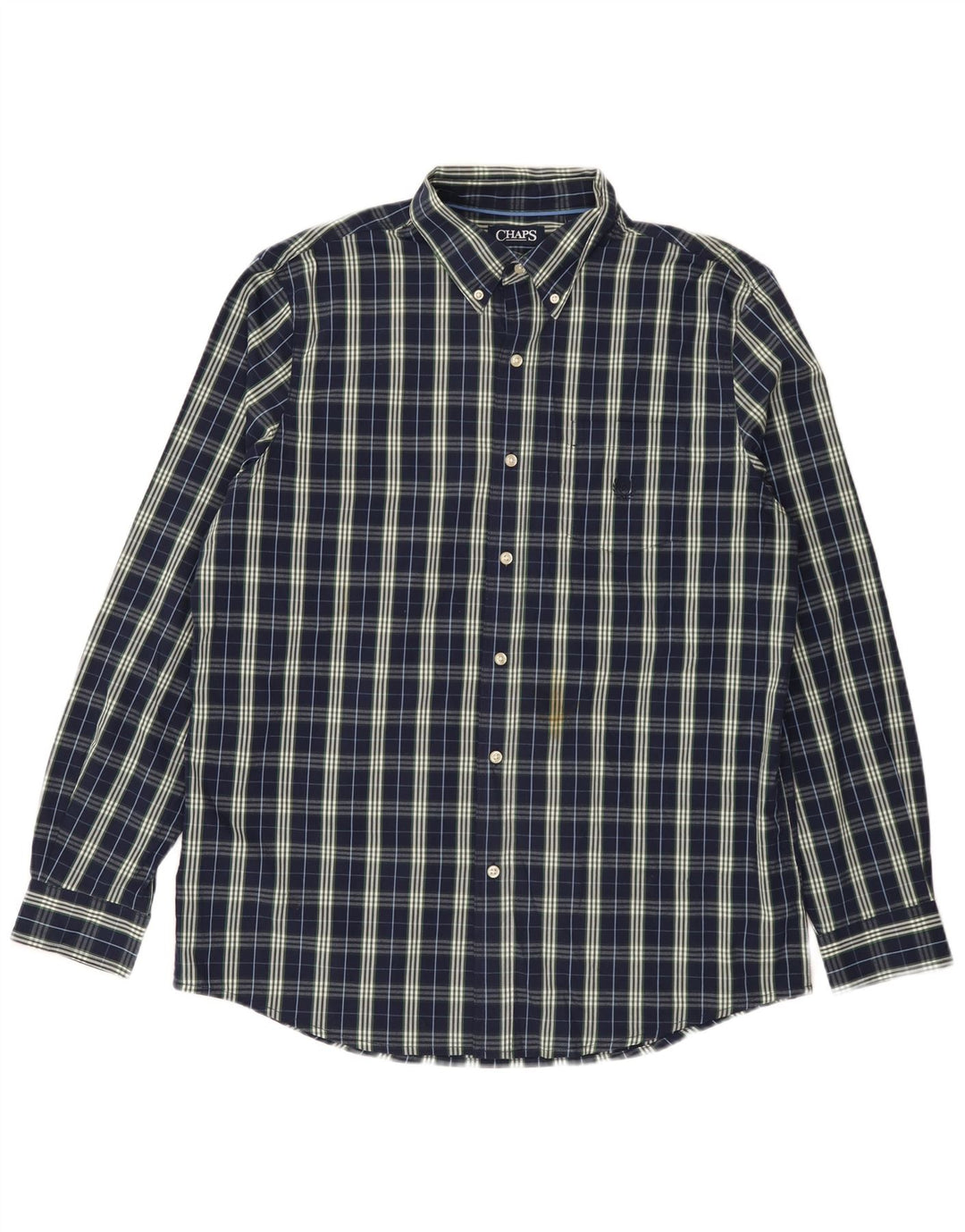 Chaps Camisa para hombre grande de algodón a cuadros azul marino
