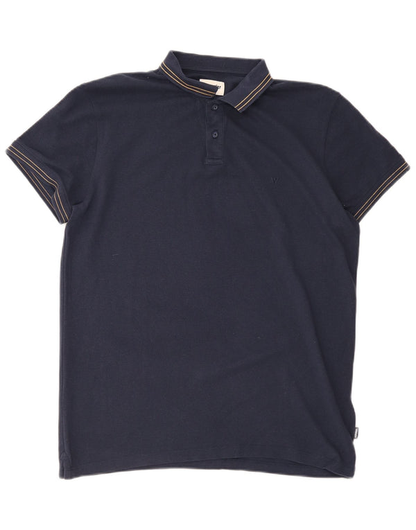 Wrangler Polo para hombre grande de algodón azul marino
