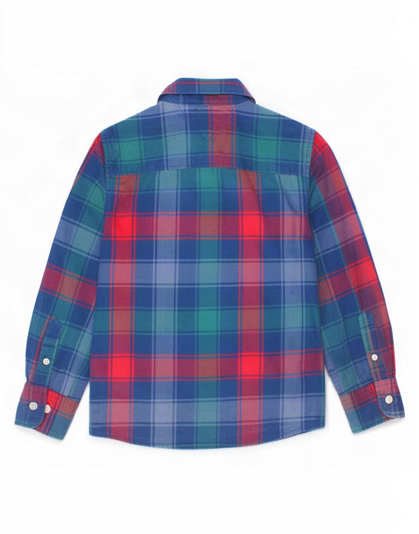 Tommy Hilfiger Camisa de franela para niños 3-4 años Algodón a cuadros azul