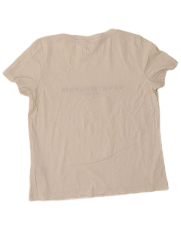 Tommy Hilfiger Camiseta gráfica para mujer Top UK 14 Medium White Cotton