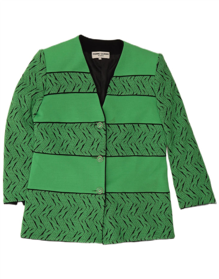 Pierre Cardin Chaqueta Blazer De 3 Botones Para Mujer EU 44 XL Lana Geométrica Verde