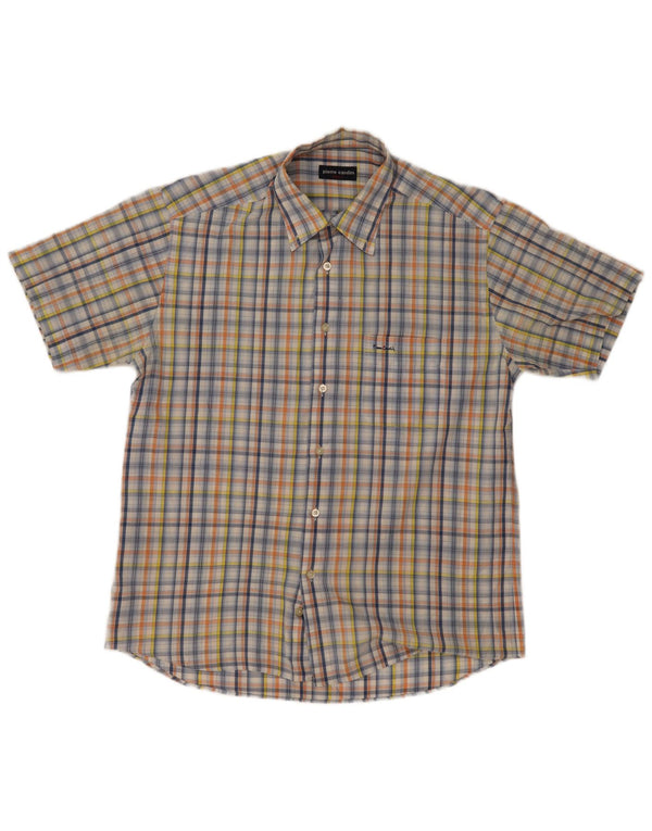 Camisa de manga corta para hombre Pierre Cardin Talla 41 Cuadros multicolores grandes