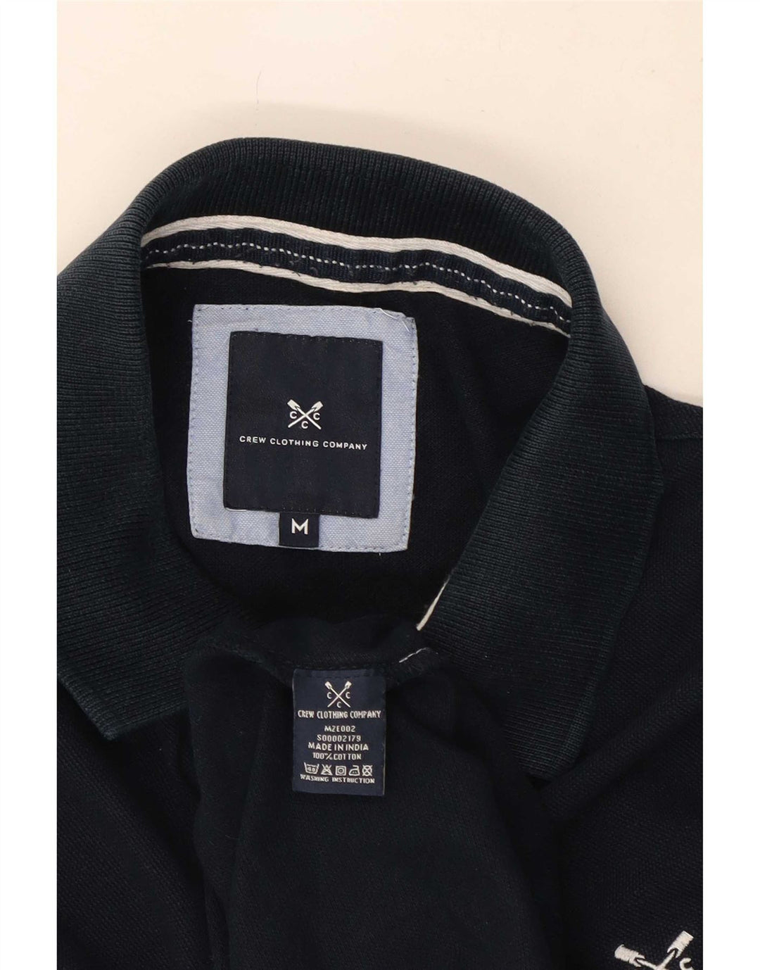 Crew Clothing Polo para hombre Algodón azul marino mediano