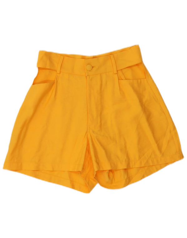 Vintage mujer cintura alta pantalones cortos casuales medio W28 amarillo