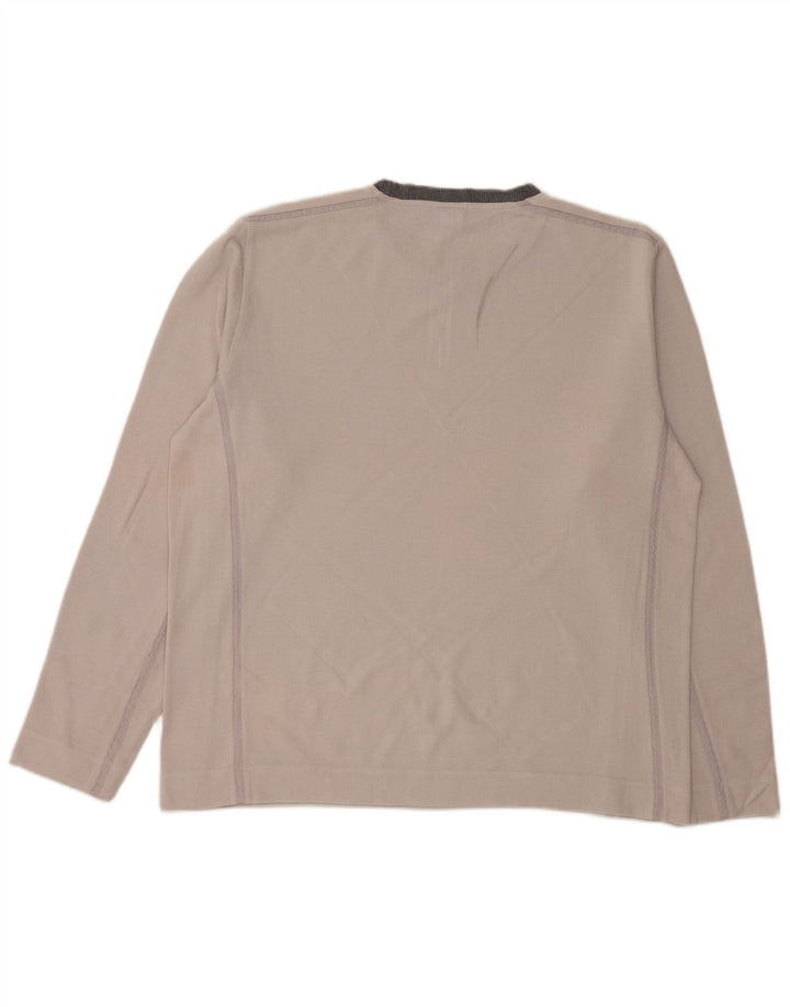 HUGO BOSS Hombre Top Manga Larga XL Algodón Color Block Blanco Roto