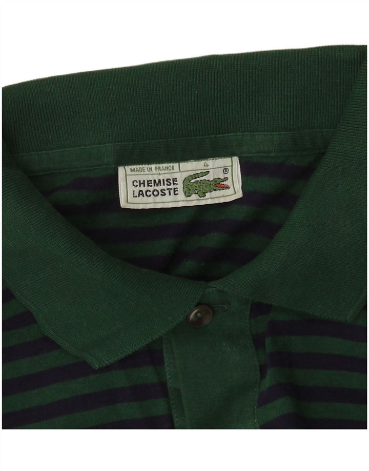 Polo Lacoste para hombre talla 4 mediana verde a rayas