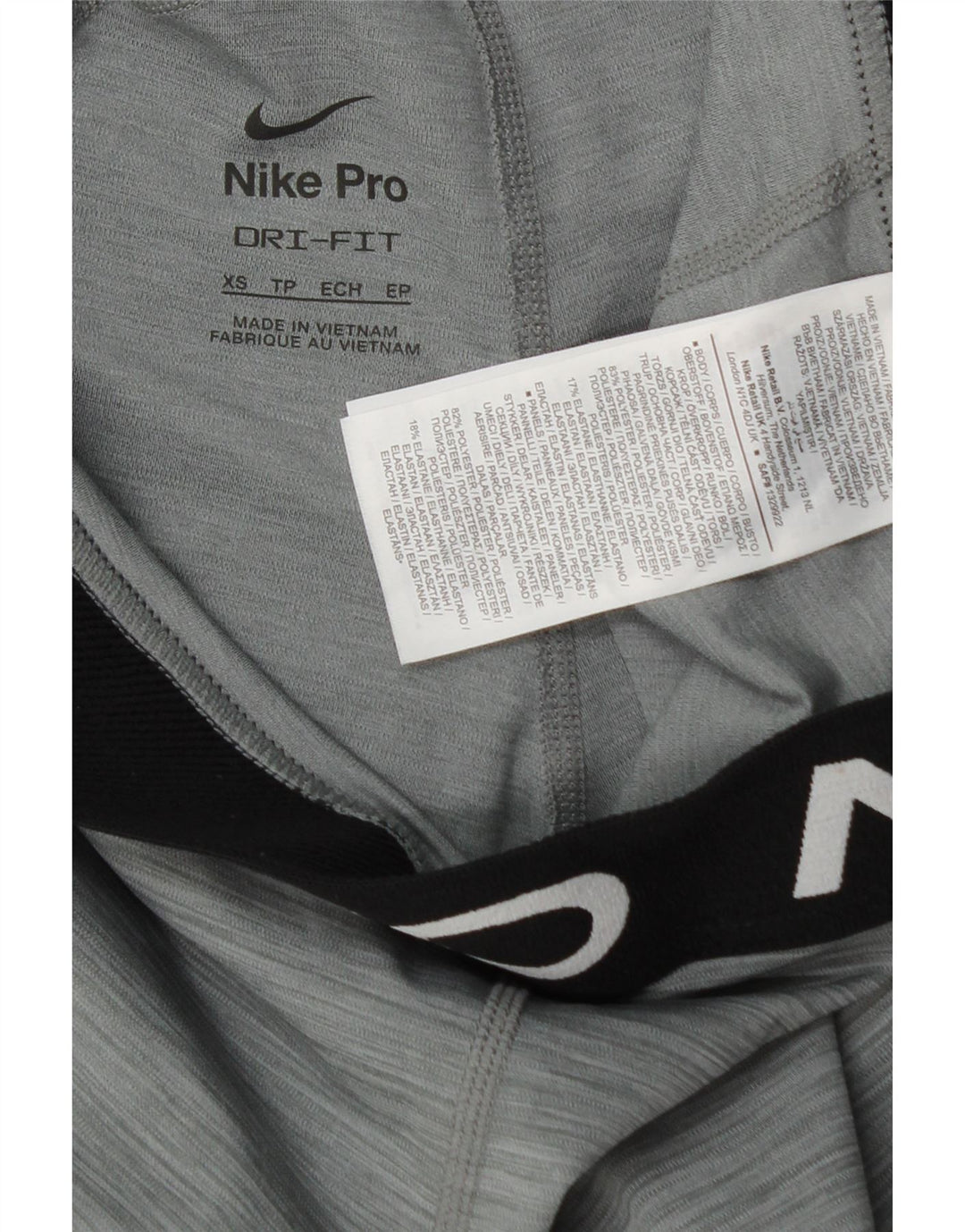 NIKE Womens Dri Fit Graphic Leggings UK 4 XS  Grey Flecked Polyester