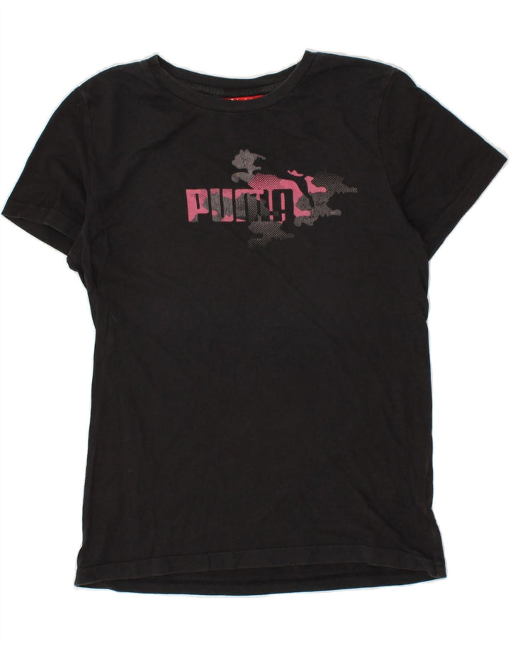 PUMA Womens Graphic T-Shirt Top UK 10 Small Black | Vintage Puma | Thrift | Second-Hand Puma | Used Clothing | Messina Hembry 
