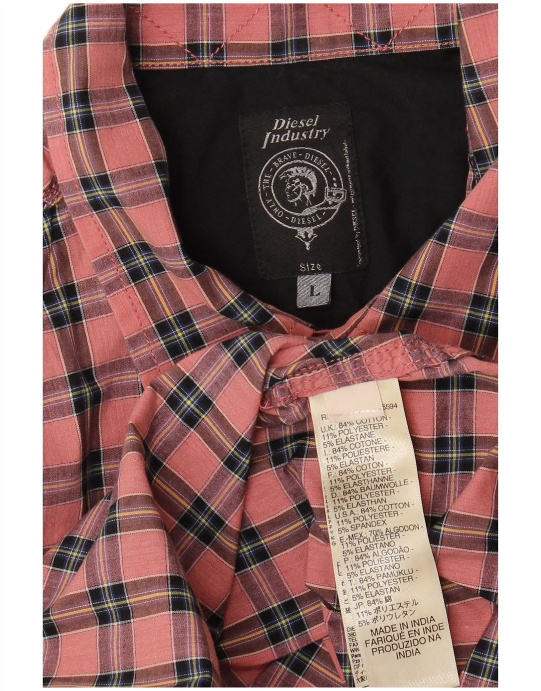 Camisa de hombre DIESEL de algodón con cuadros rosas grandes