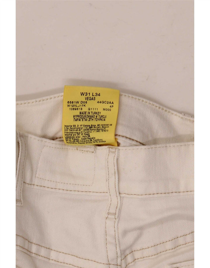 Wrangler Mens Vegas Denim Shorts W31 Algodón Blanco Mediano