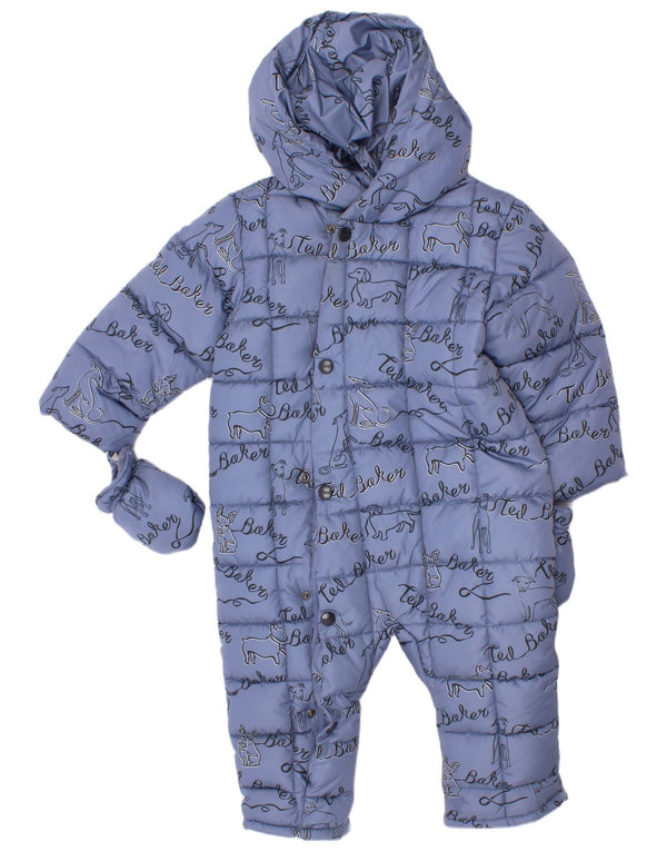 Ted Baker Mono acolchado con capucha para bebés de 18 a 24 meses, estampado animal azul