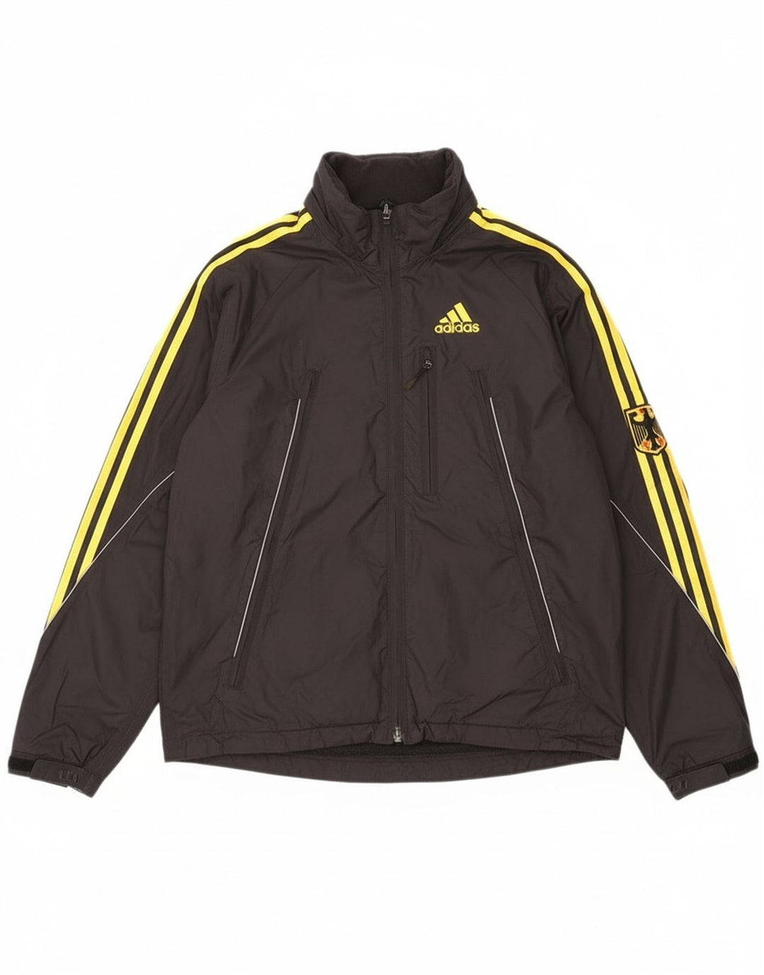 Adidas Chaqueta cortavientos con gráfico de Alemania para hombre, Reino Unido 38/40, nailon negro mediano