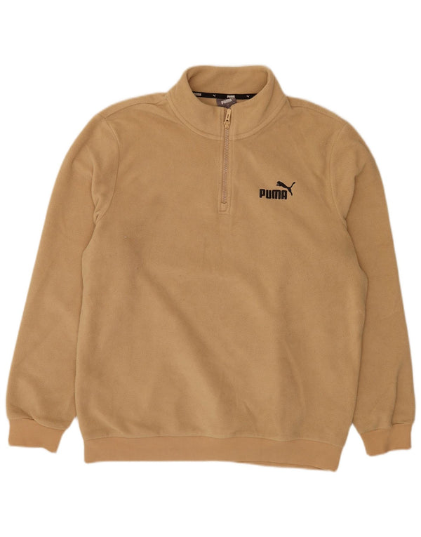 Puma Jersey de forro polar con cuello y cremallera para hombre, poliéster beige grande