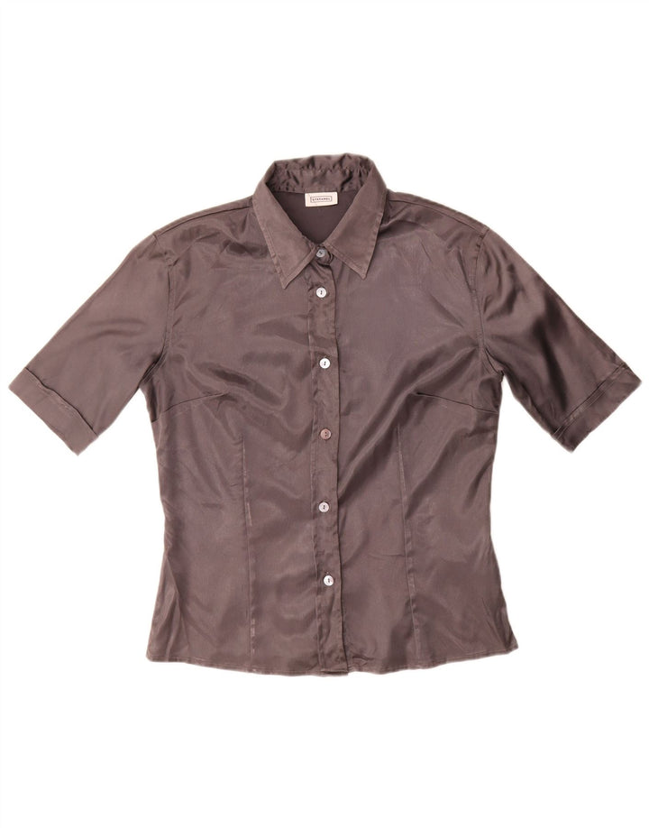 Stefanel Camisa de manga corta para mujer UK 44 Grande Gris
