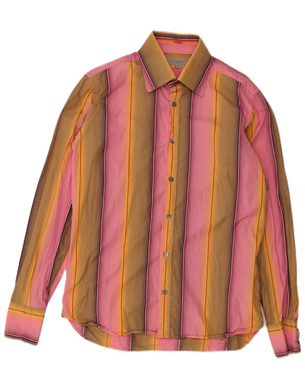 Ted Baker Camisa para hombre Talla 3 Mediana Algodón a rayas multicolor