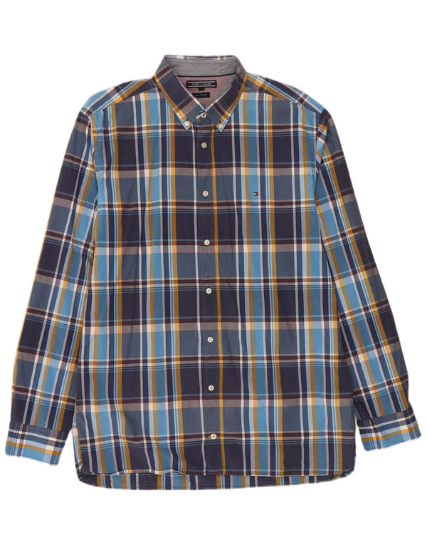 Camisa Tommy Hilfiger New York Fit XL de algodón a cuadros azul marino para hombre