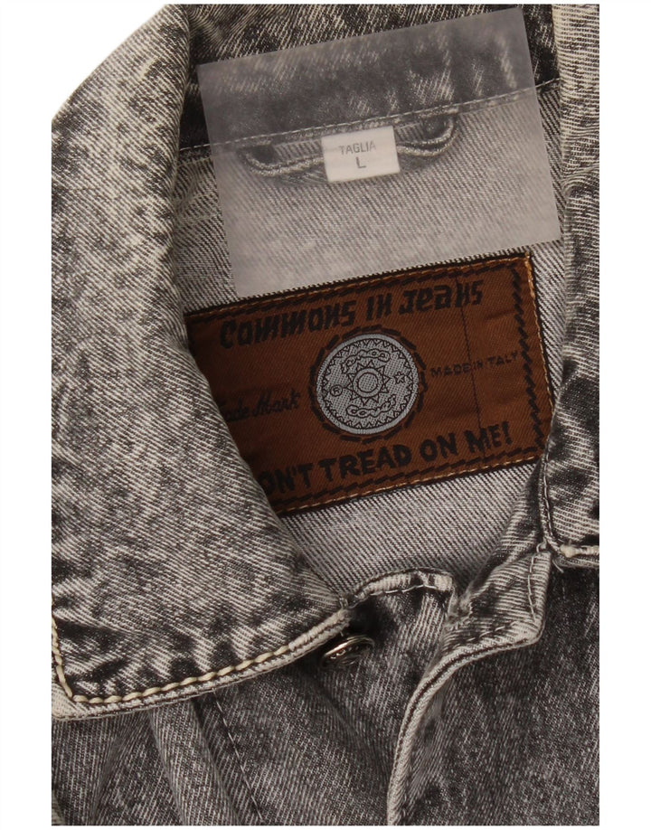 Vintage hombres chaqueta de mezclilla Reino Unido 40 algodón gris grande