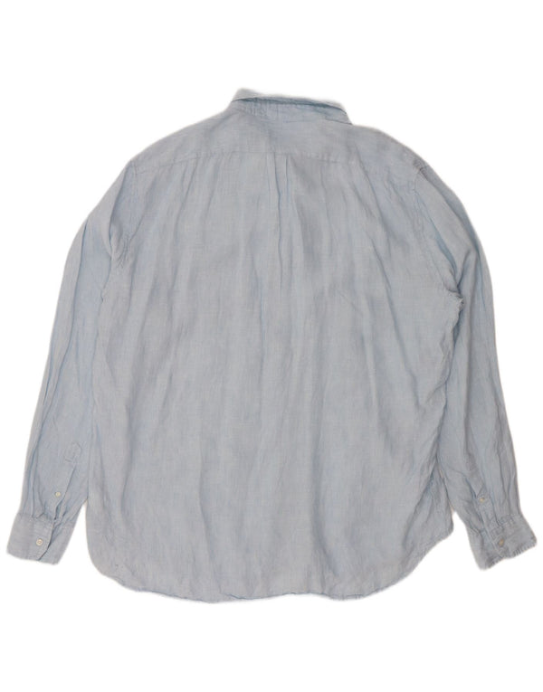 J. CREW Camisa alta de corte clásico para hombre 2XL Lino azul