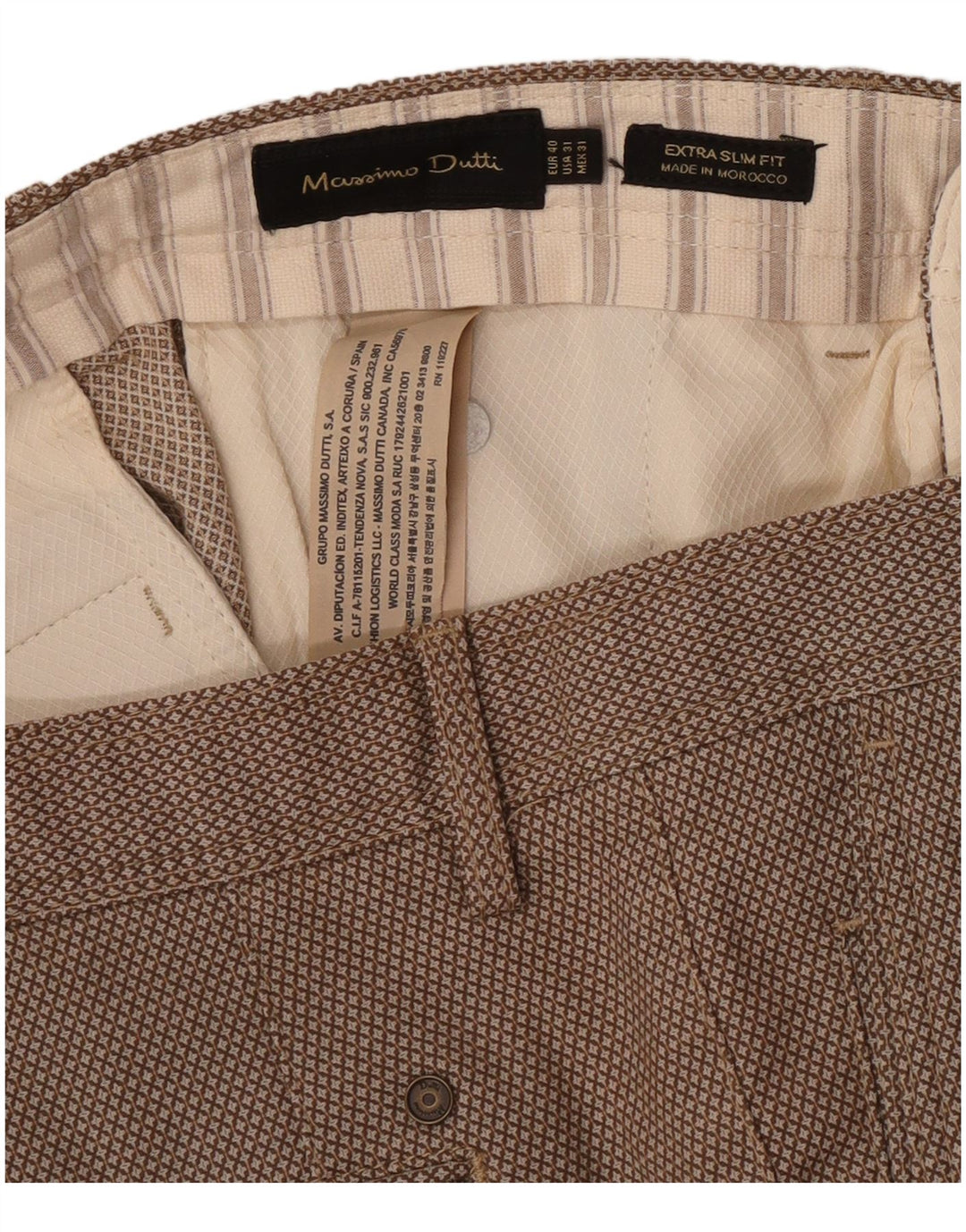 Massimo Dutti Pantalón Chino Hombre EU 40 Medium W31 L27 Marrón Geométrico