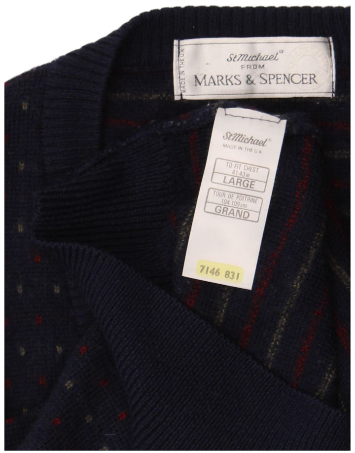 Marks & Spencer Chaleco para hombre Camiseta sin mangas Grande Lana manchada azul marino