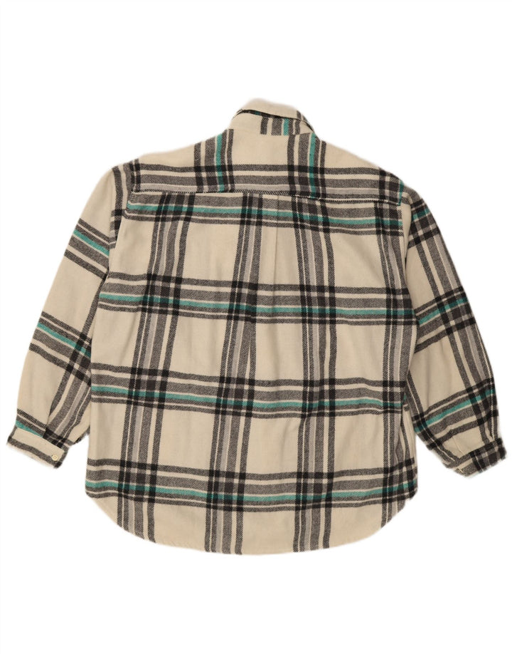 Mazzonetto Camisa De Franela De Leñador Para Hombre Lana A Cuadros Blanca Grande