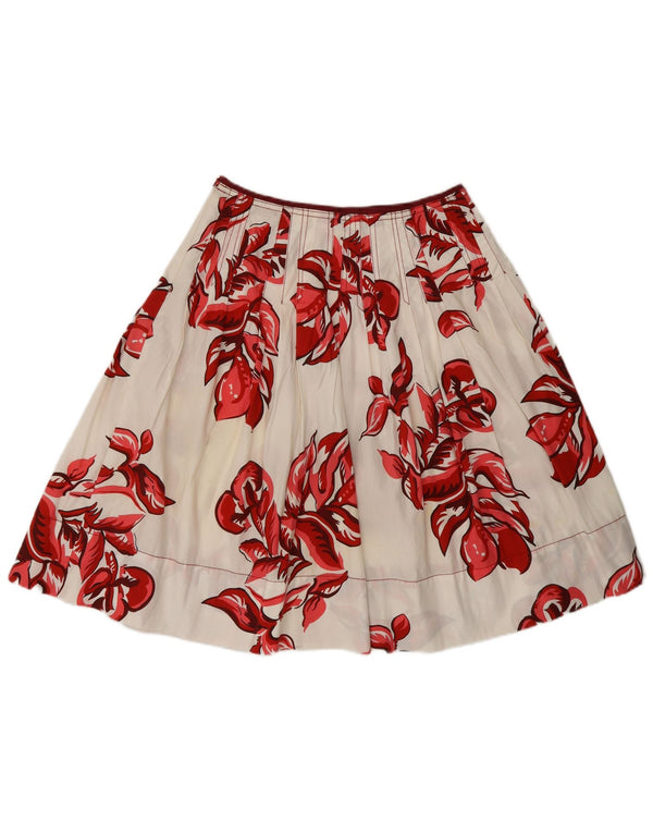 Zara Falda Acampanada para Mujer EU 36 XS W26 Algodón Floral Blanco