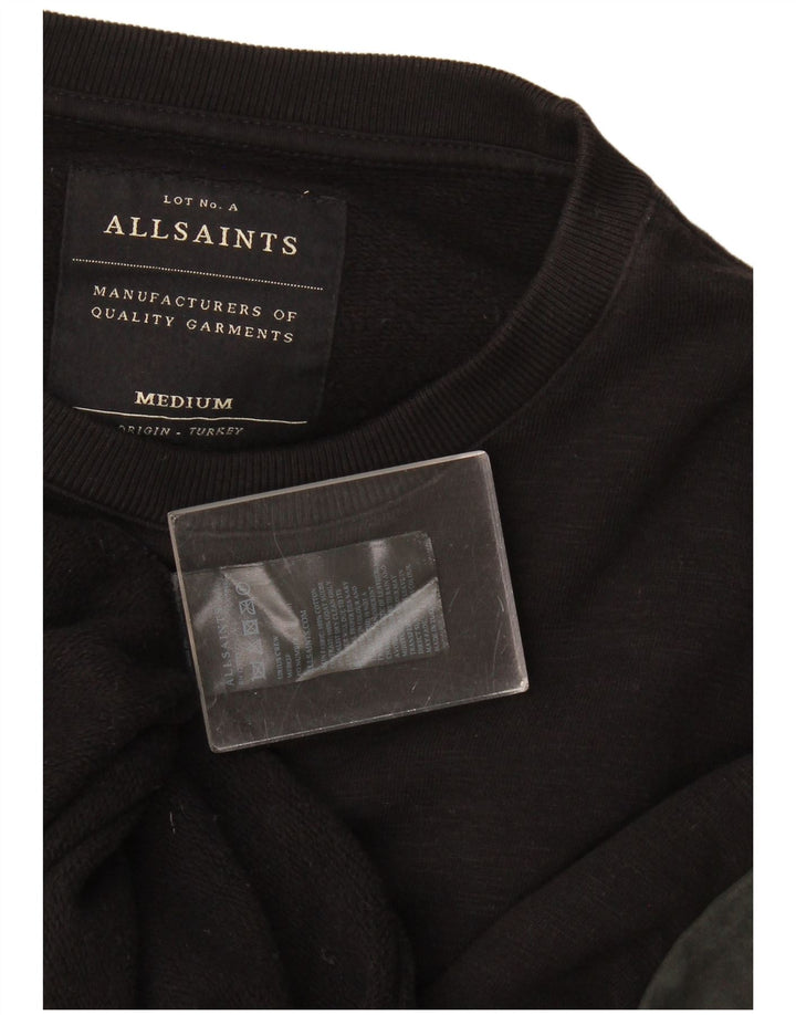 All Saints Hombre Sudadera Jumper Medium Negro Colorblock Algodón